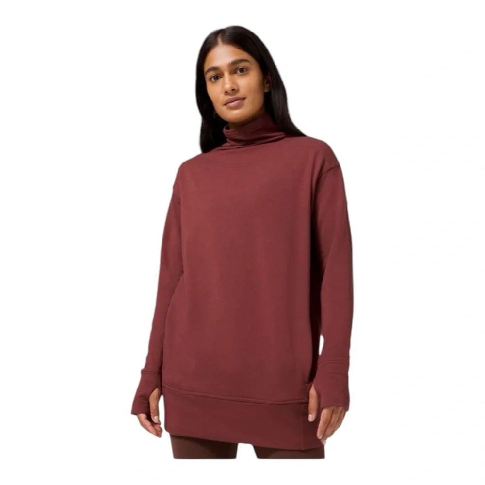 Lululemon Maroon Warm Down Funnel Neck Long Sleeve Size 6